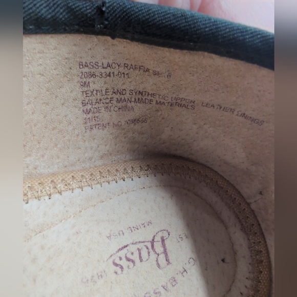 Women's Bass Lacy Raffia Black Patterned Ballet Flats sz 8 - Picture 8 of 8